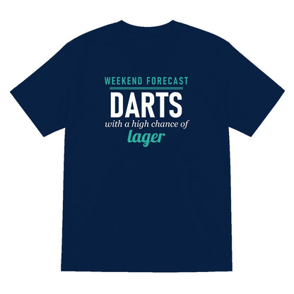 Weekend Forecast Darts With A Chance Of Lager Funny Darts T-Shirt & Sweatshirt T-Shirt in Navy
