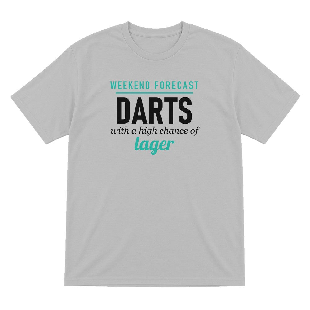 Weekend Forecast Darts With A Chance Of Lager Funny Darts T-Shirt & Sweatshirt T-Shirt in Sport Grey