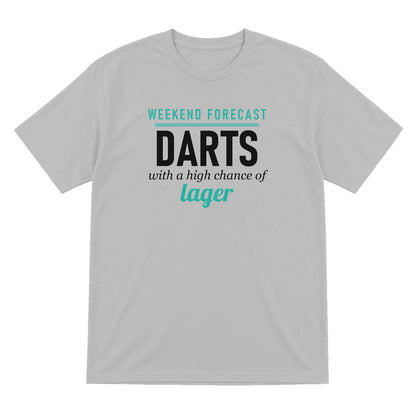 Weekend Forecast Darts With A Chance Of Lager Funny Darts T-Shirt & Sweatshirt T-Shirt in Sport Grey