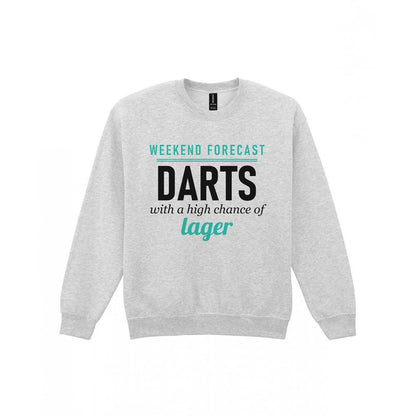 Weekend Forecast Darts With A Chance Of Lager Funny Darts T-Shirt & Sweatshirt Sweatshirt in Sport Grey