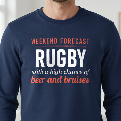 Weekend Forecast Rugby With A Chance Of Beer And Bruises Funny Rugby T-Shirt & Sweatshirt in another colour