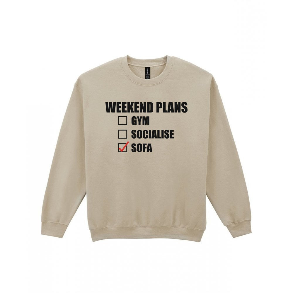 Weekend Plans Sofa Funny T-Shirt & Sweatshirt Sweatshirt in Sand