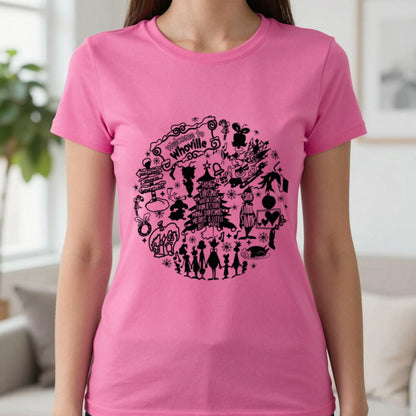 Welcome To Whoville Christmas Collage T-Shirt & Sweatshirt in Heliconia, worn, our photo