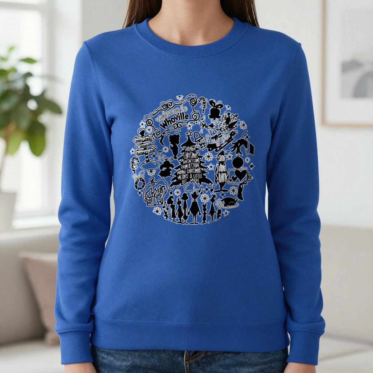 Welcome To Whoville Christmas Collage T-Shirt & Sweatshirt in Royal, worn, our photo