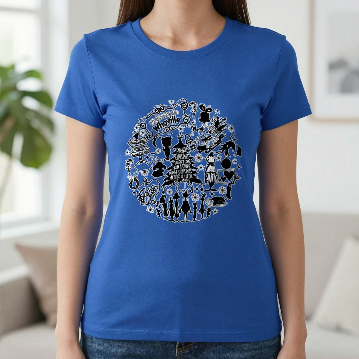 Welcome To Whoville Christmas Collage T-Shirt & Sweatshirt in Royal, worn, our photo