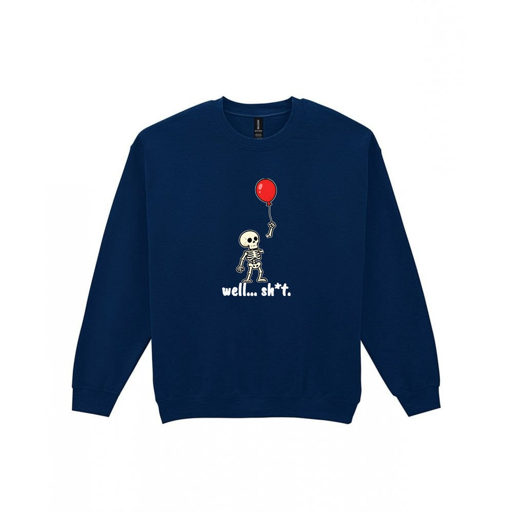 Well Sh*t Skeleton Balloon T-Shirt & Sweatshirt in Navy (Sweatshirt)