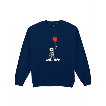 Well Sh*t Skeleton Balloon T-Shirt & Sweatshirt in Navy (Sweatshirt)