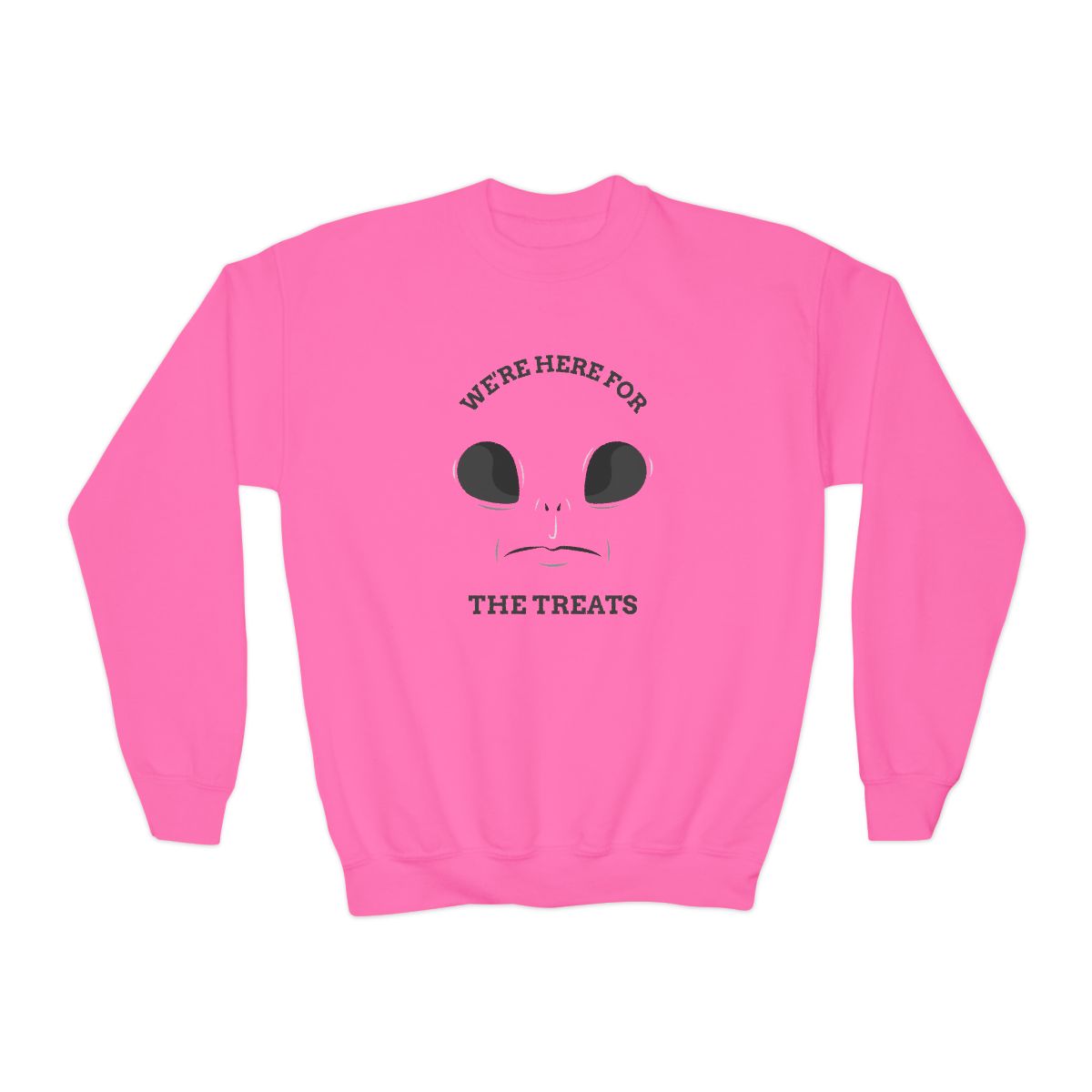 We’re Here For The Treats Kids Halloween Sweatshirt - funny t-shirt by Cheeky Business