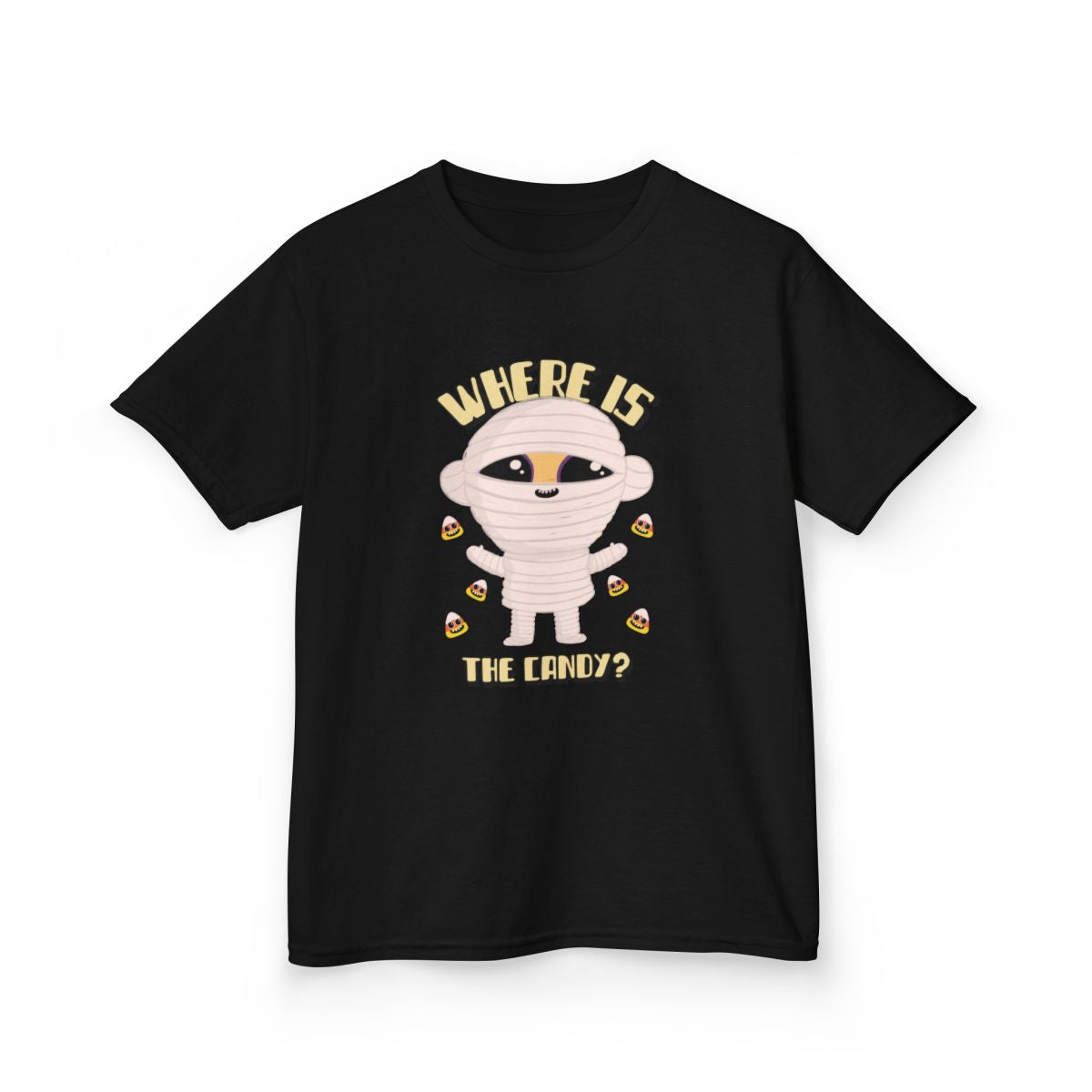 Where Is The Candy Halloween Mummy Kids T-Shirt - funny t-shirt by Cheeky Business