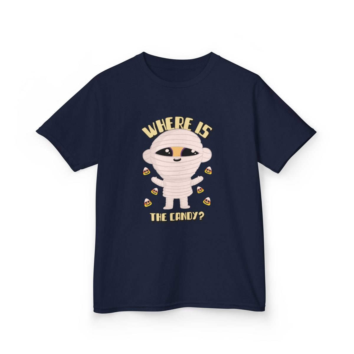 Where Is The Candy Halloween Mummy Kids T-Shirt - funny t-shirt by Cheeky Business