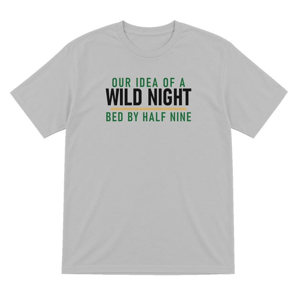 Our Idea Of A Wild Night Bed By Half Nine Funny Couples T-Shirt & Sweatshirt T-Shirt in Sport Grey