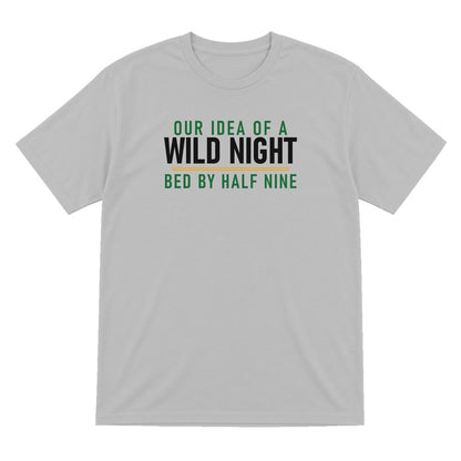 Our Idea Of A Wild Night Bed By Half Nine Funny Couples T-Shirt & Sweatshirt T-Shirt in Sport Grey