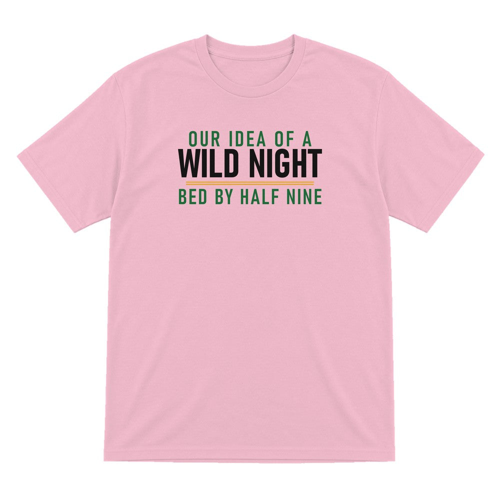 Our Idea Of A Wild Night Bed By Half Nine Funny Couples T-Shirt & Sweatshirt T-Shirt in Light Pink