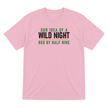 Our Idea Of A Wild Night Bed By Half Nine Funny Couples T-Shirt & Sweatshirt T-Shirt in Light Pink