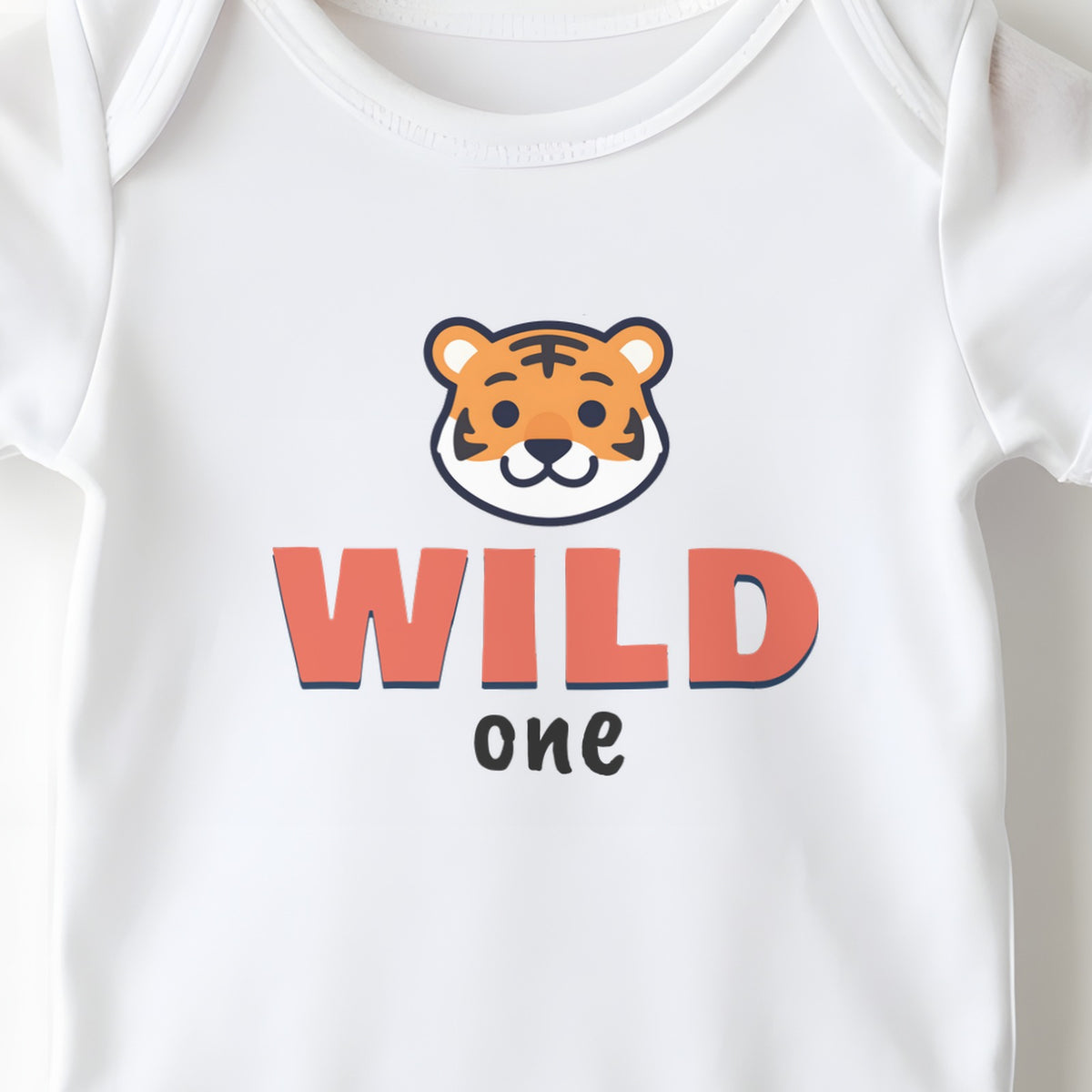 Wild One baby grow print close-up
