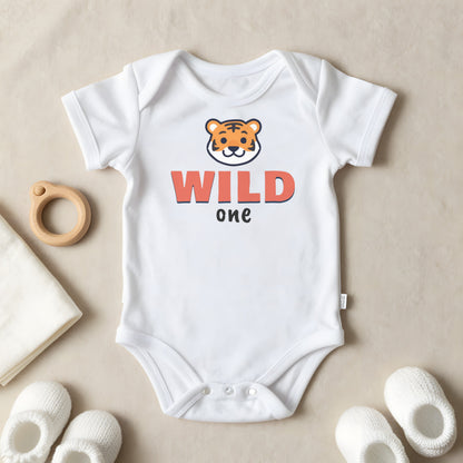 Wild One baby grow laid flat
