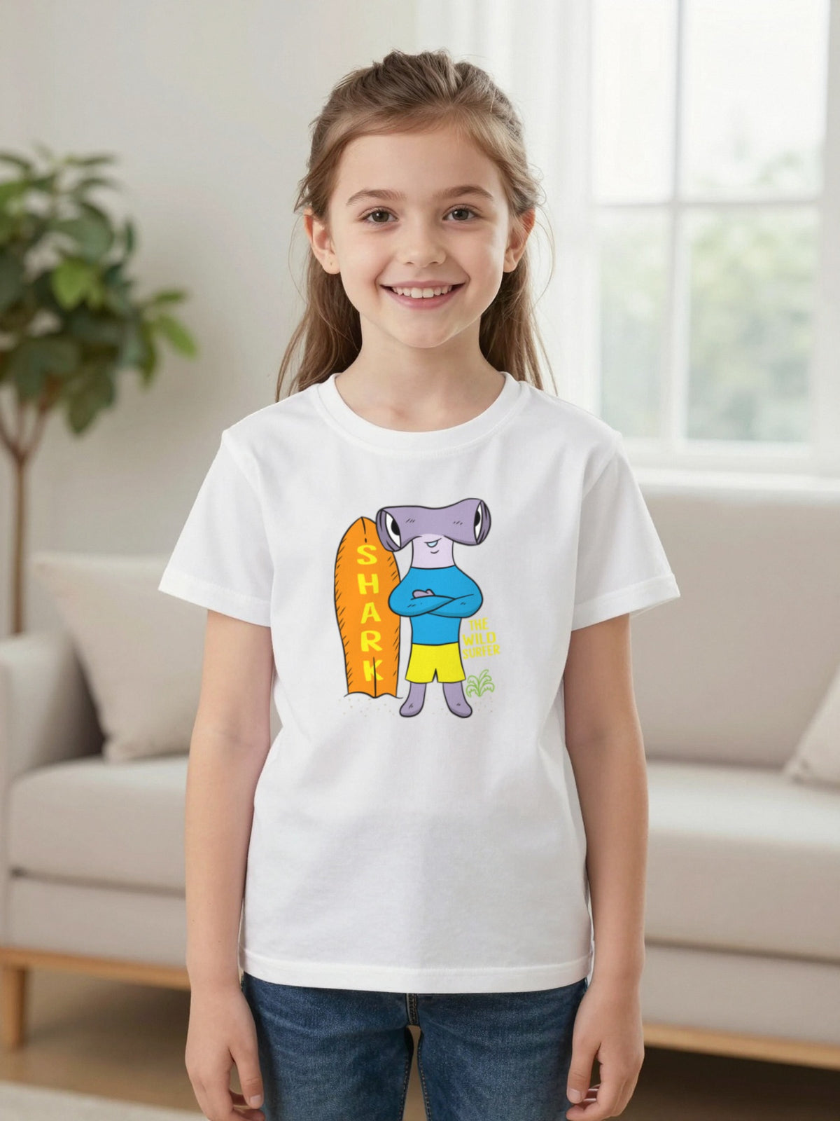 Kids Wild Surfer Shark T-Shirt & Sweatshirt worn by a child