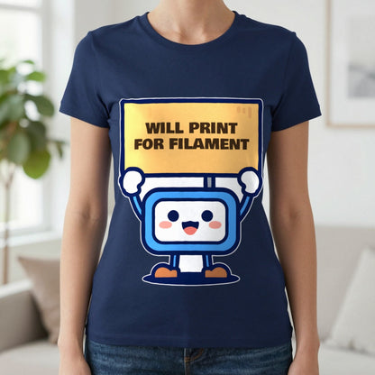 Will Print For Filament Funny 3D Printing T-Shirt & Sweatshirt in Navy (T-Shirt), worn, our photo