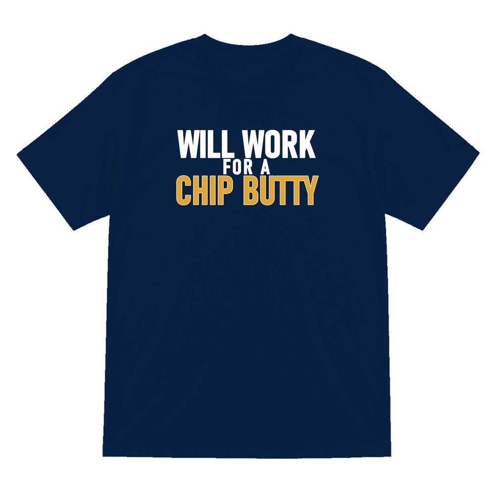 Will Work For A Chip Butty Funny Food T-Shirt & Sweatshirt T-Shirt in Navy