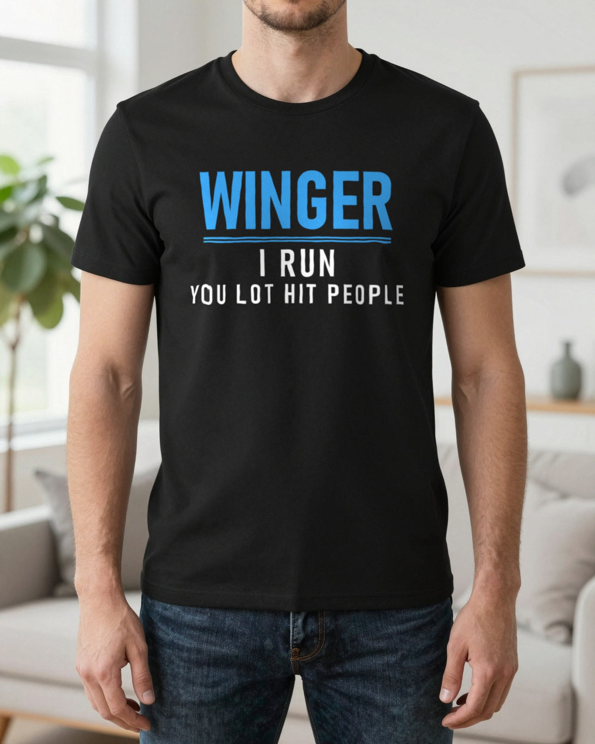 Winger I Run You Lot Hit People Funny Rugby Winger T-Shirt & Sweatshirt worn