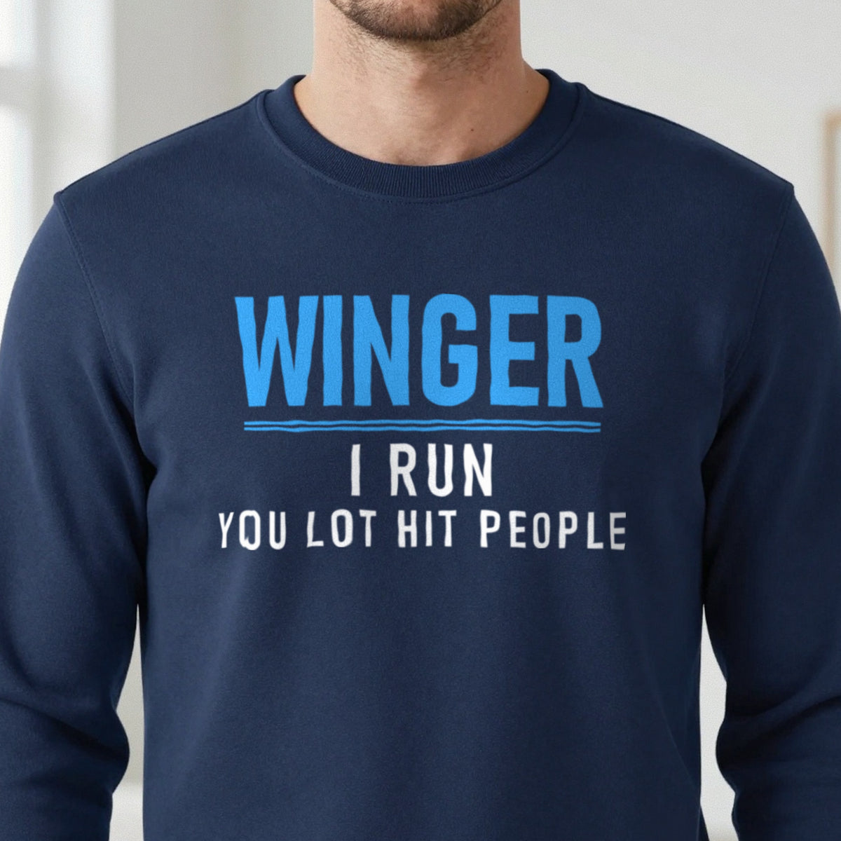 Winger I Run You Lot Hit People Funny Rugby Winger T-Shirt & Sweatshirt in another colour