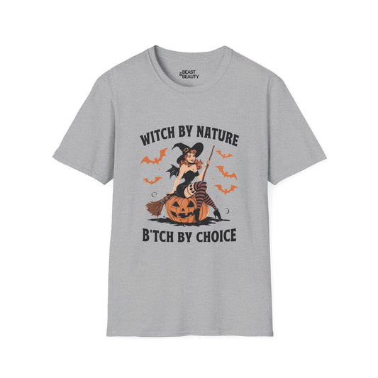 witch by nature b tch by choice funny halloween t-shirt t-shirt alternate colour product image