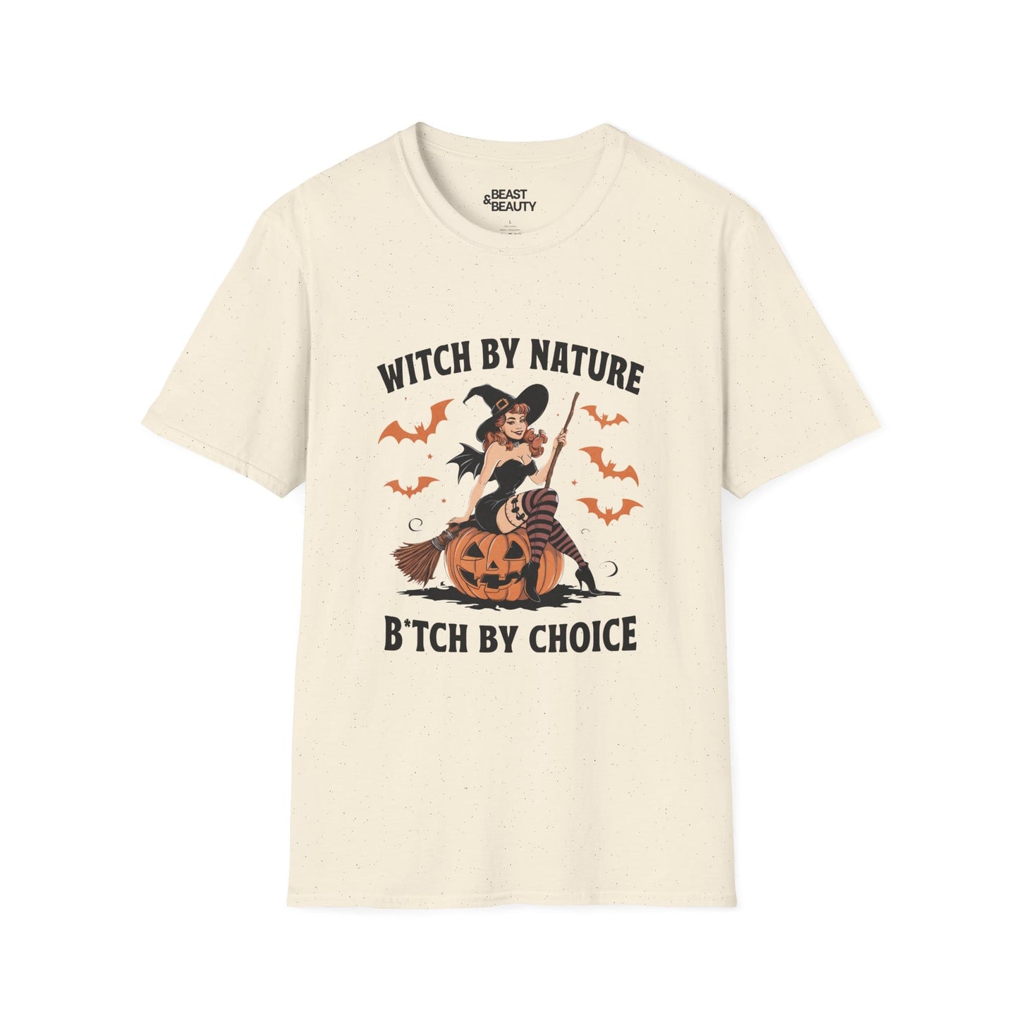 witch by nature b tch by choice funny halloween t-shirt t-shirt front product image