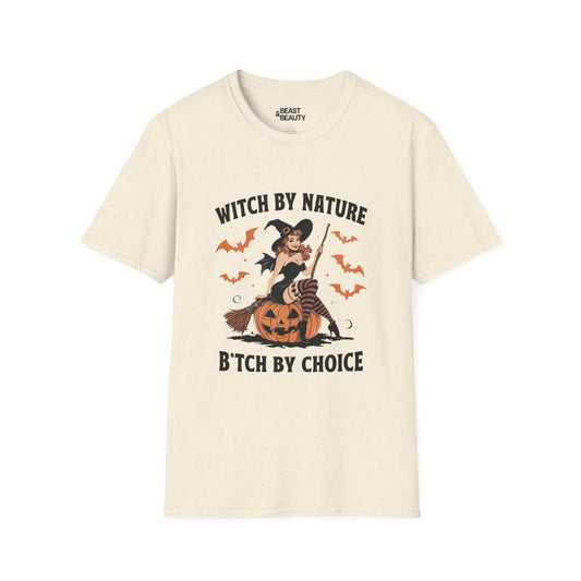 witch by nature b tch by choice funny halloween t-shirt t-shirt front product image