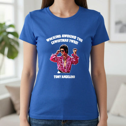 Wocking Awound The Chwistmas Twee Christmas T-Shirt & Sweatshirt in Royal, worn, our photo