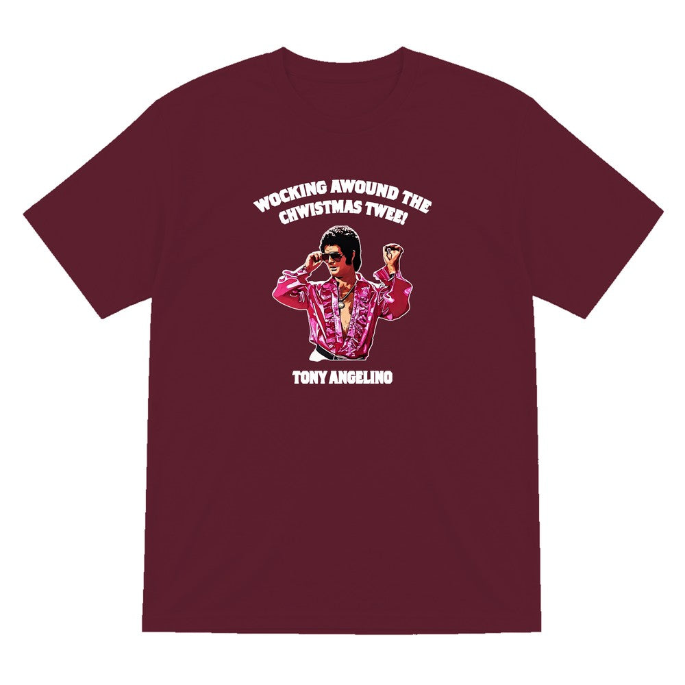 Wocking Awound The Chwistmas Twee Christmas T-Shirt & Sweatshirt T-Shirt in Maroon