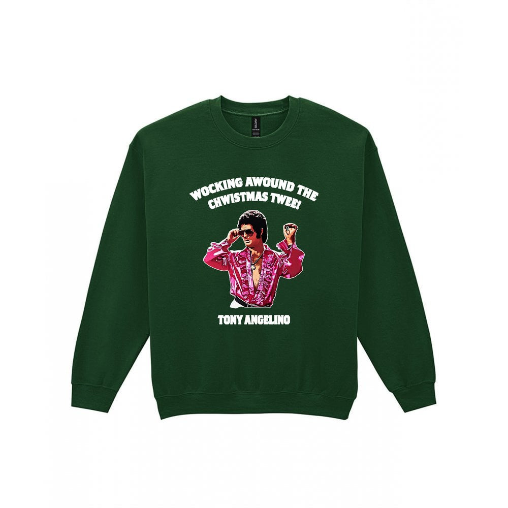 Wocking Awound The Chwistmas Twee Christmas T-Shirt & Sweatshirt Sweatshirt in Forest Green
