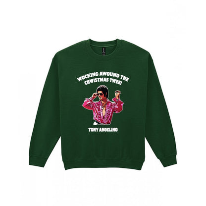 Wocking Awound The Chwistmas Twee Christmas T-Shirt & Sweatshirt Sweatshirt in Forest Green