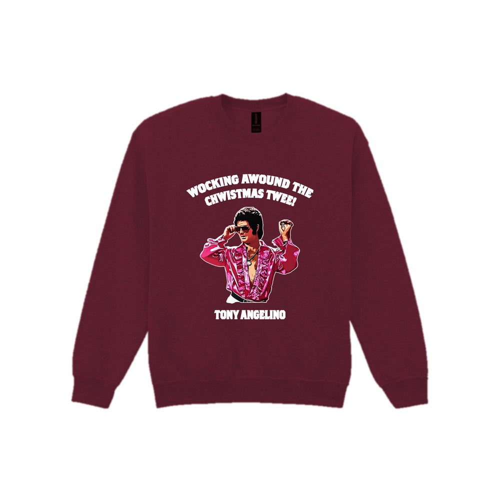 Wocking Awound The Chwistmas Twee Christmas T-Shirt & Sweatshirt Sweatshirt in Maroon