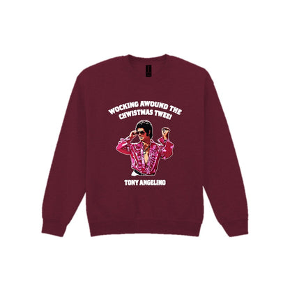 Wocking Awound The Chwistmas Twee Christmas T-Shirt & Sweatshirt Sweatshirt in Maroon
