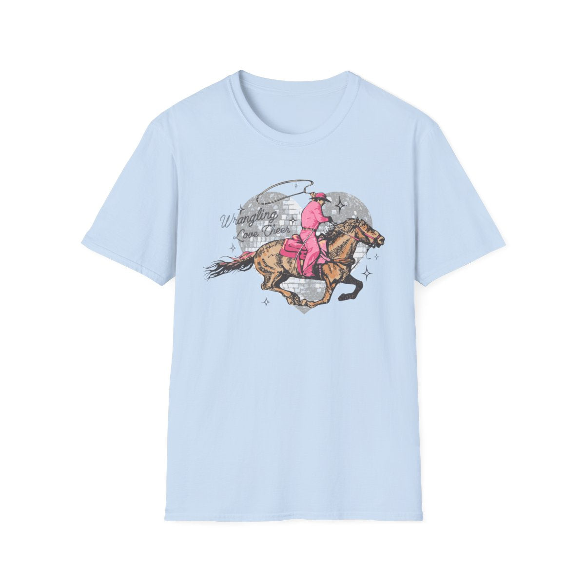 Wrangling Love Cheer Cowgirl T-Shirt - funny t-shirt by Cheeky Business