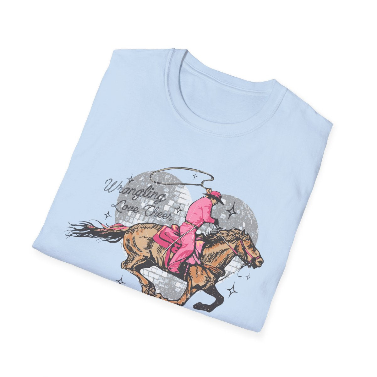 Wrangling Love Cheer Cowgirl T-Shirt - funny t-shirt by Cheeky Business