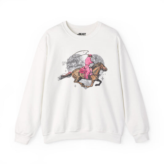 wrangling love cowboy sweatshirt white sweatshirt cowgirl gift idea