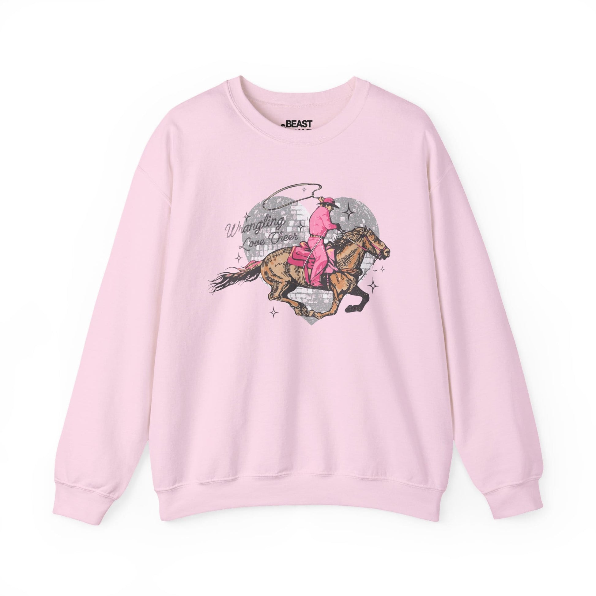 wrangling love cowboy sweatshirt light pink sweatshirt cowgirl gift idea