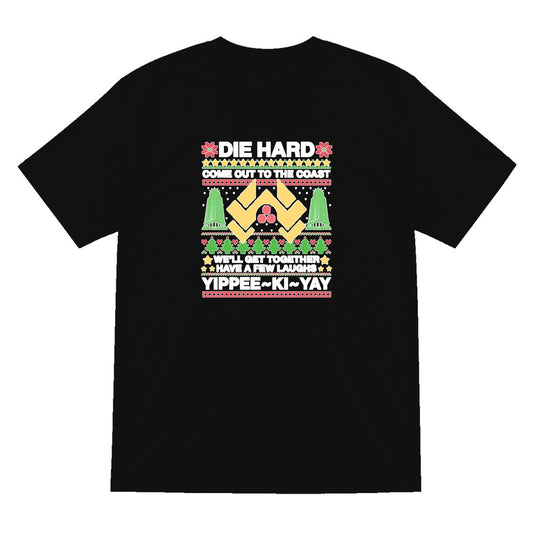 Yippee Ki Yay Christmas Jumper Design T-Shirt & Sweatshirt T-Shirt in Black