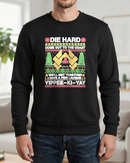 Yippee Ki Yay Christmas Jumper Design T-Shirt & Sweatshirt worn