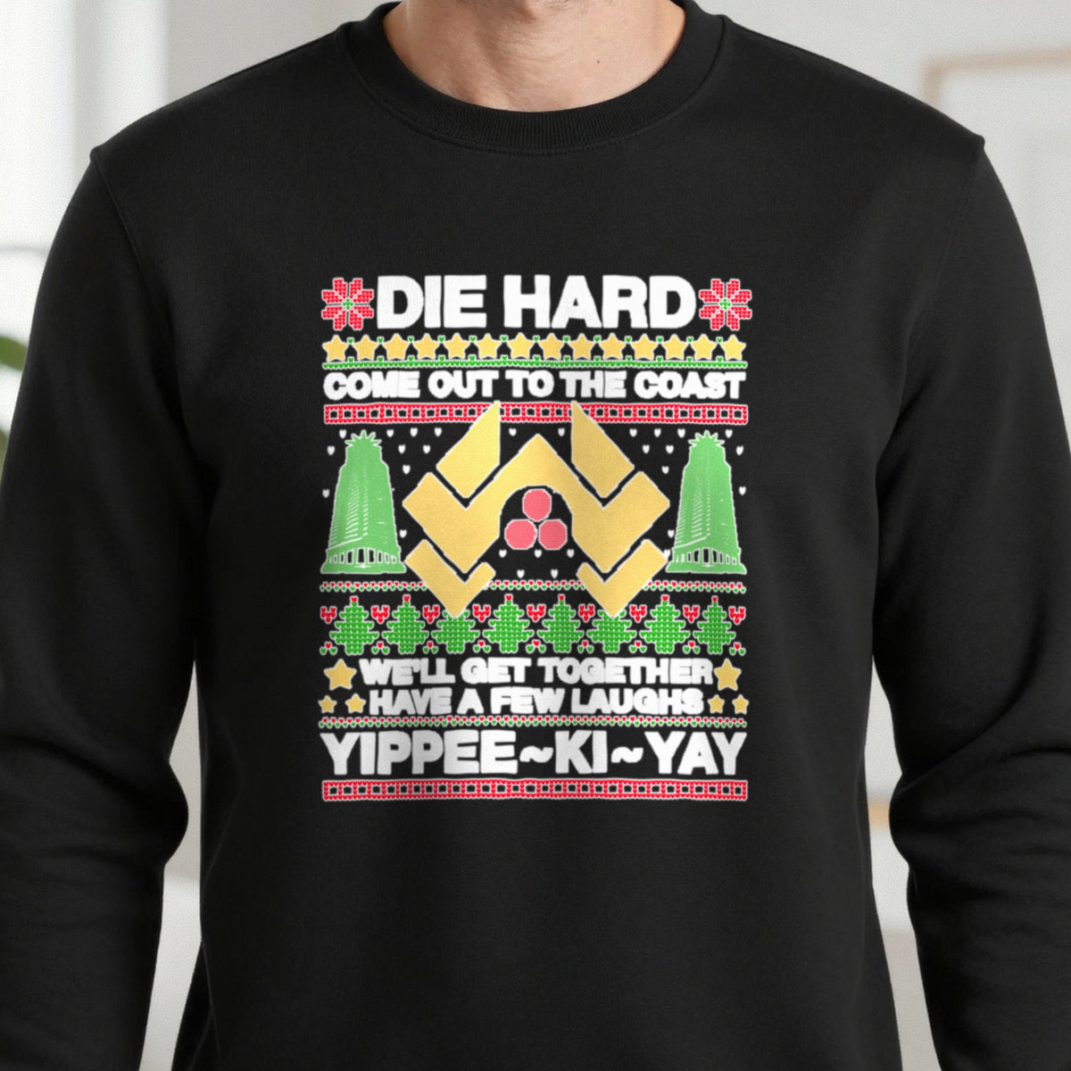 Yippee Ki Yay Christmas Jumper Design T-Shirt & Sweatshirt close-up