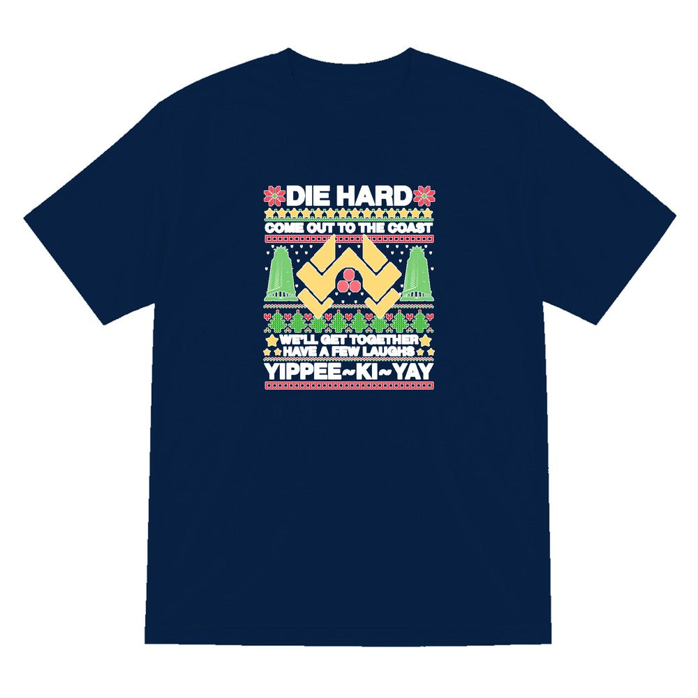 Yippee Ki Yay Christmas Jumper Design T-Shirt & Sweatshirt T-Shirt in Navy