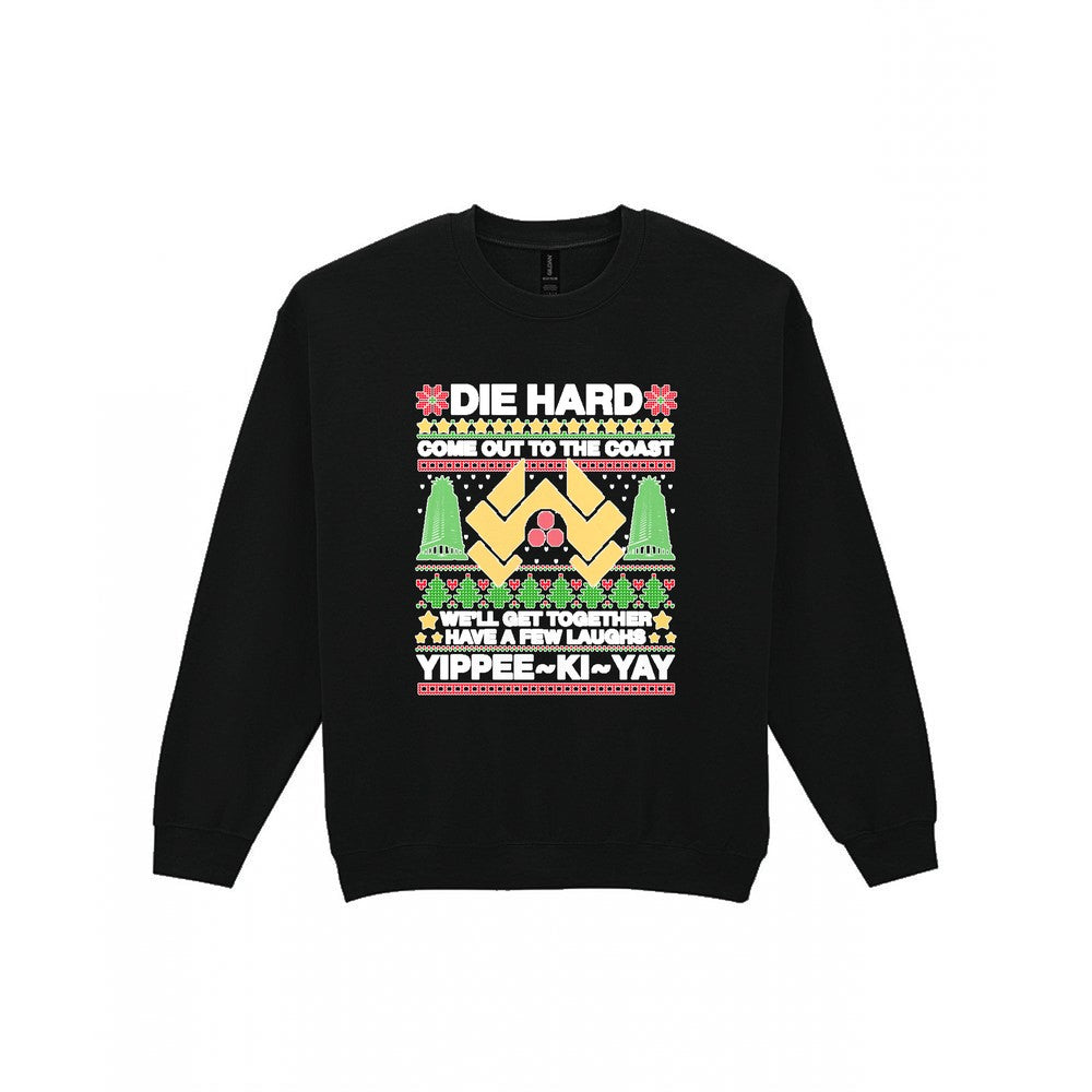 Yippee Ki Yay Christmas Jumper Design T-Shirt & Sweatshirt Sweatshirt in Black