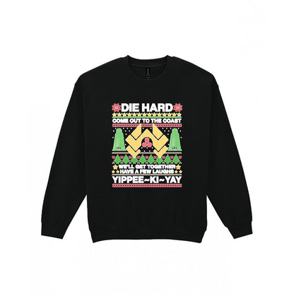 Yippee Ki Yay Christmas Jumper Design T-Shirt & Sweatshirt Sweatshirt in Black