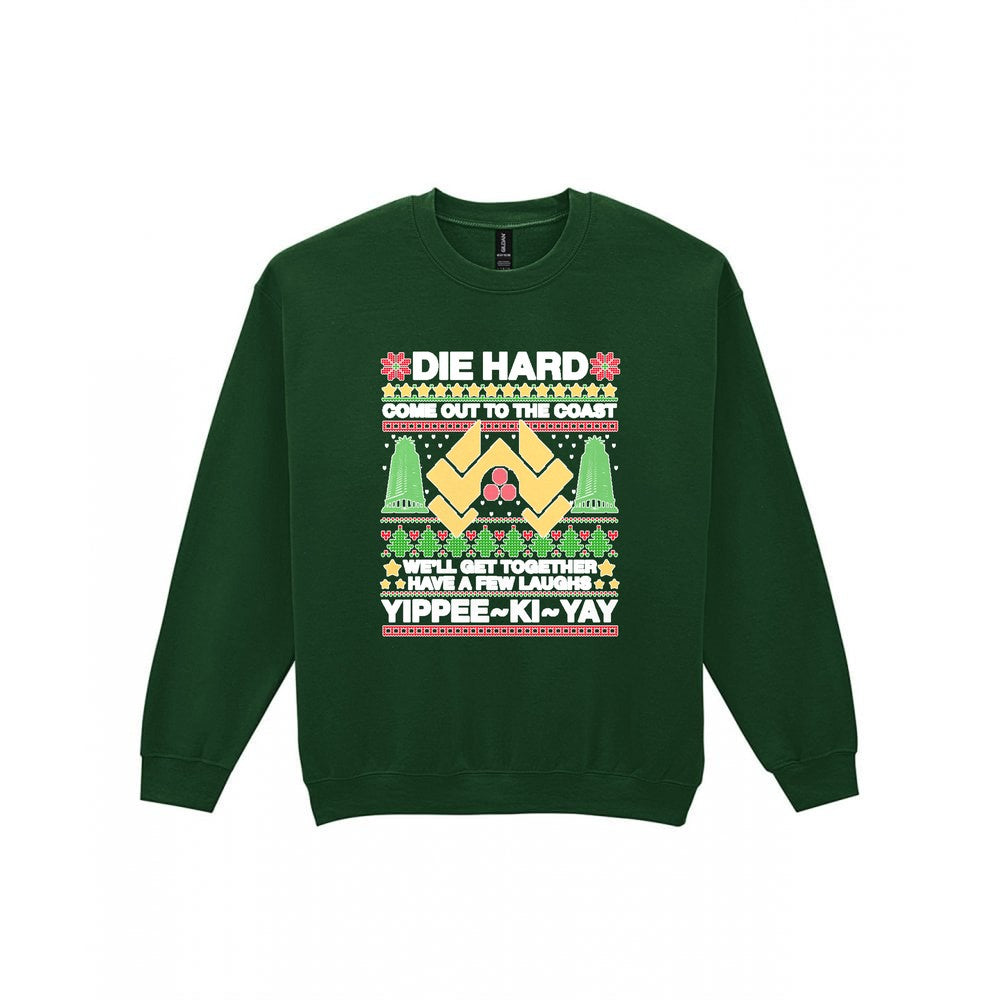 Yippee Ki Yay Christmas Jumper Design T-Shirt & Sweatshirt Sweatshirt in Forest Green