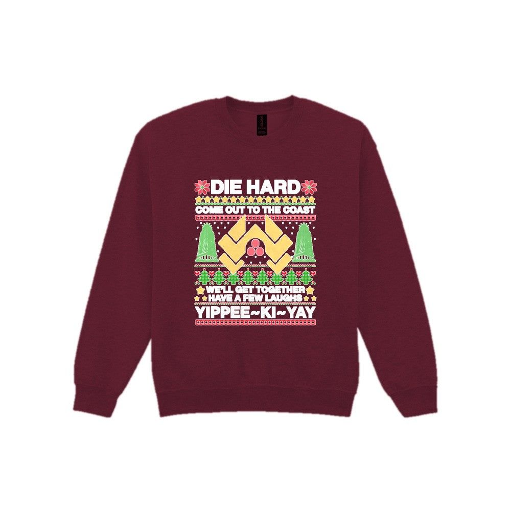 Yippee Ki Yay Christmas Jumper Design T-Shirt & Sweatshirt Sweatshirt in Maroon