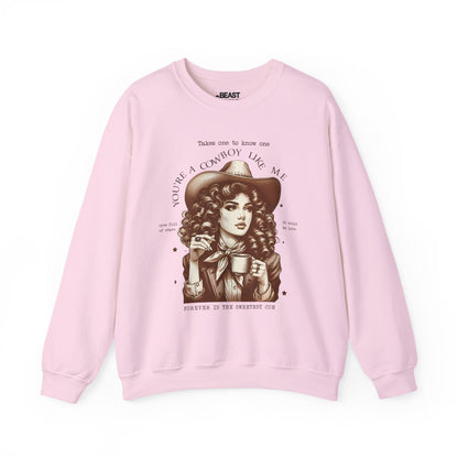 you're a cowboy like me sweatshirt light pink sweatshirt cowgirl gift idea