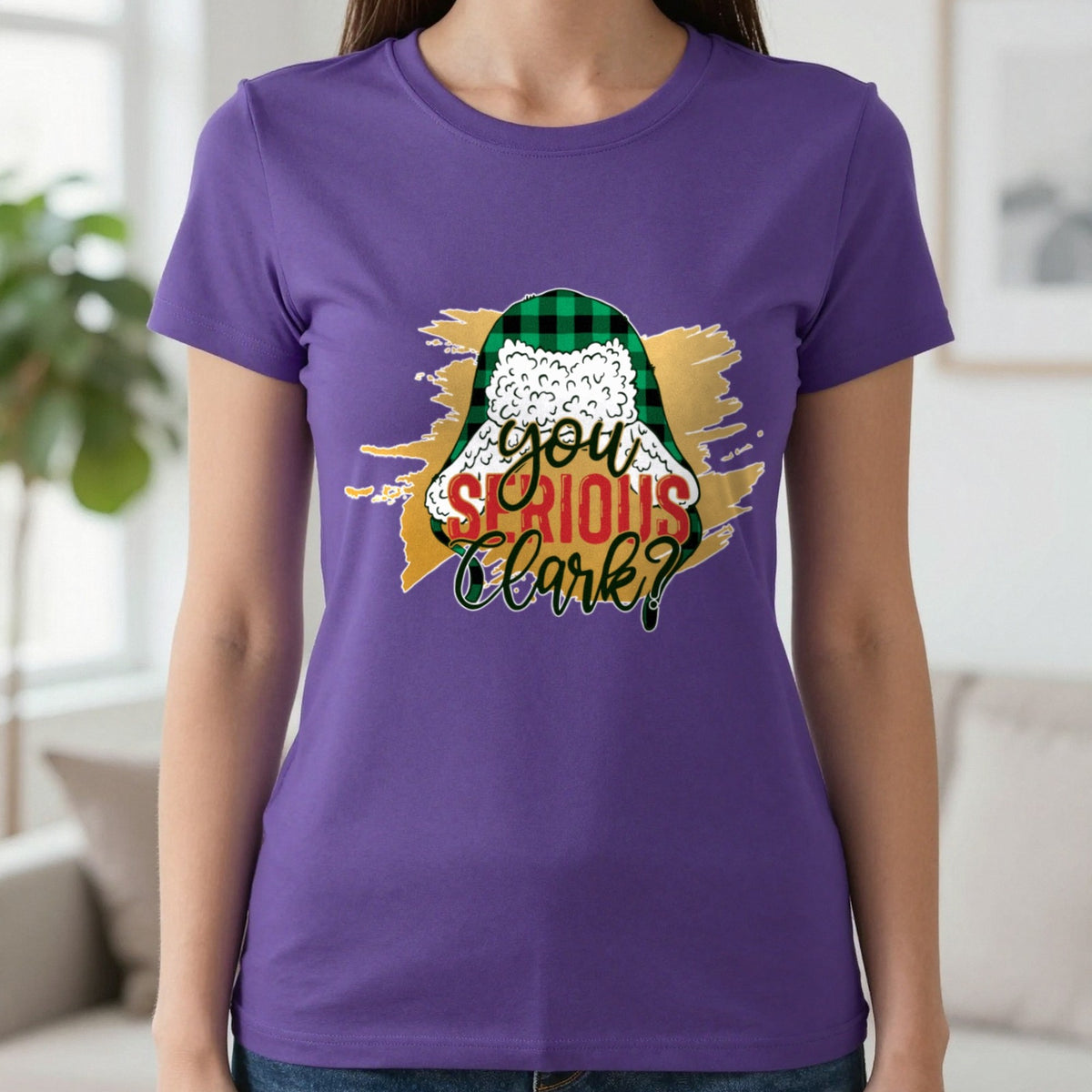 You Serious Clark Christmas T-Shirt & Sweatshirt in Purple, worn, our photo