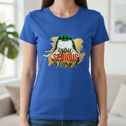 You Serious Clark Christmas T-Shirt & Sweatshirt in Royal, worn, our photo