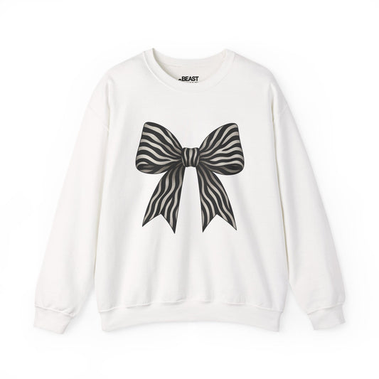 zebra bow sweatshirt white sweatshirt coquette gift idea